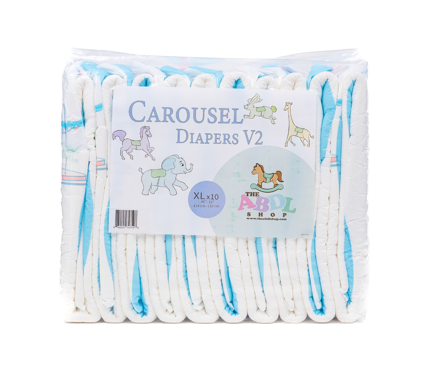 Carousel Diapers V2 - Adult Diapers for Men and Women, Day and Night  Diapers for Comfortable and Secure Fit with 2 Wide Tabs, Cute Pastel Color